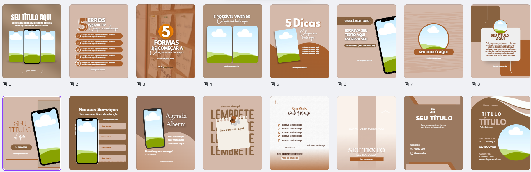 Templates marrons editáveis