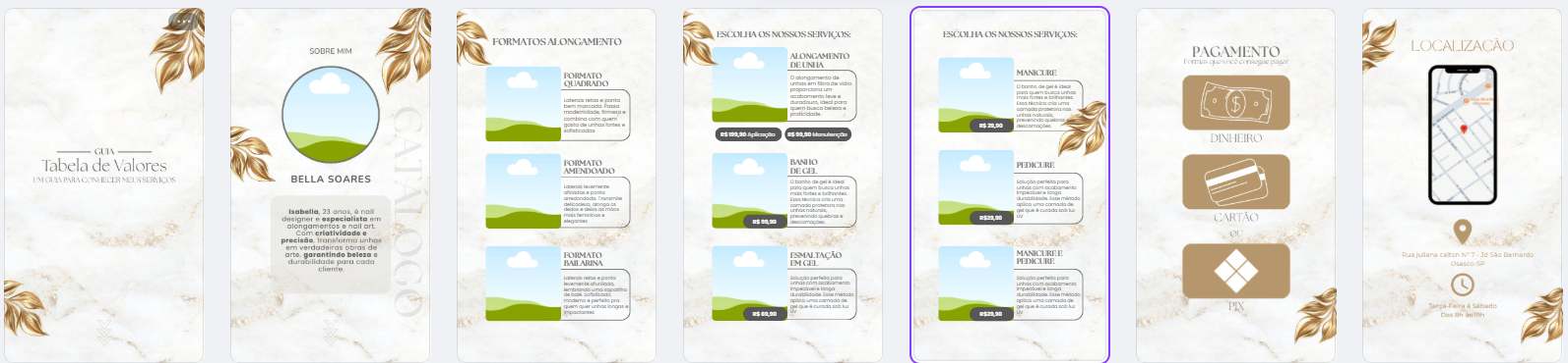 Templates de negócios dourados editáveis